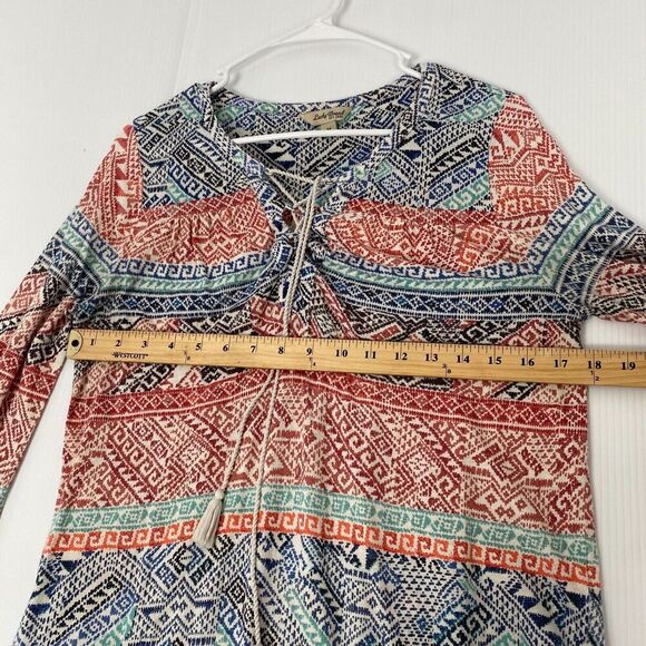 Lucky Brand Women's Size M Peasant Blouse Multicolor Stretch Long Sleeve Casual - Picture 12 of 16